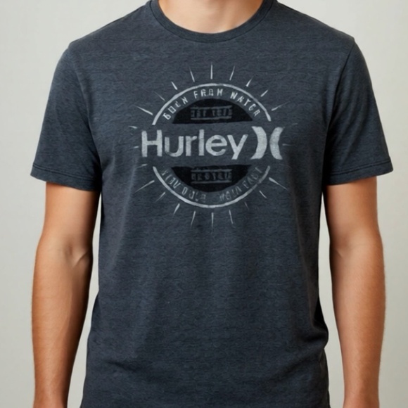 Hurley T-Shirt Mens Size Large Grey Graphic Premium Fit Distressed Look - Picture 1 of 6